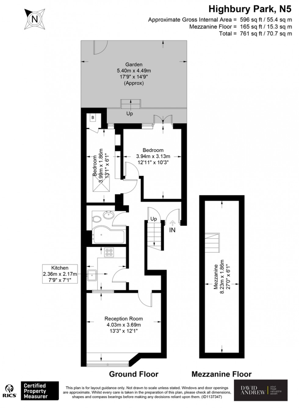 Floorplan for Highbury Park, N5 2XE