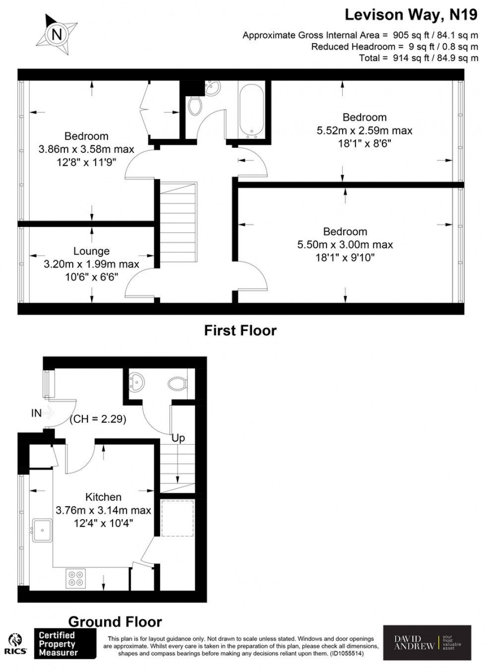 Floorplan for Levison way, N19 3XE