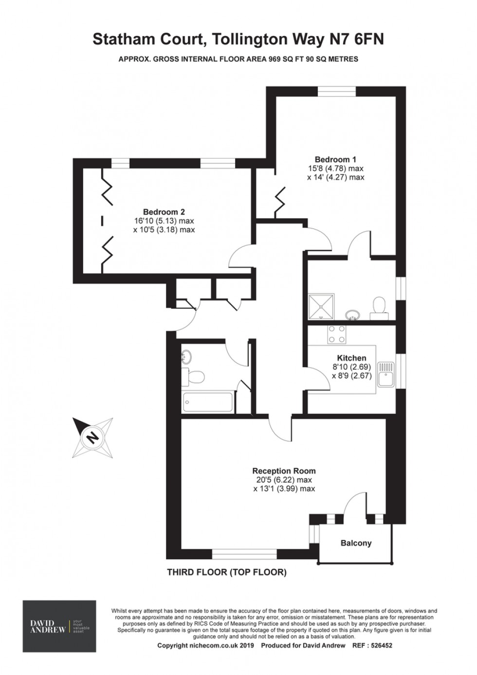 Floorplan for Statham Court, Tollington Way N7 6FN