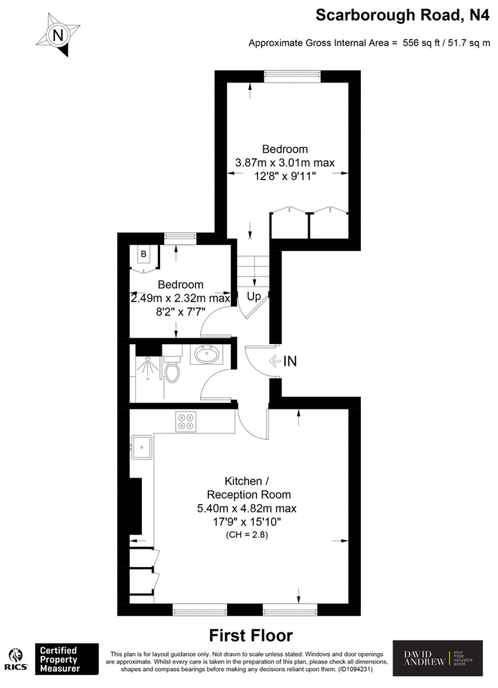 Floorplan for Scarborough Road N4 4LX