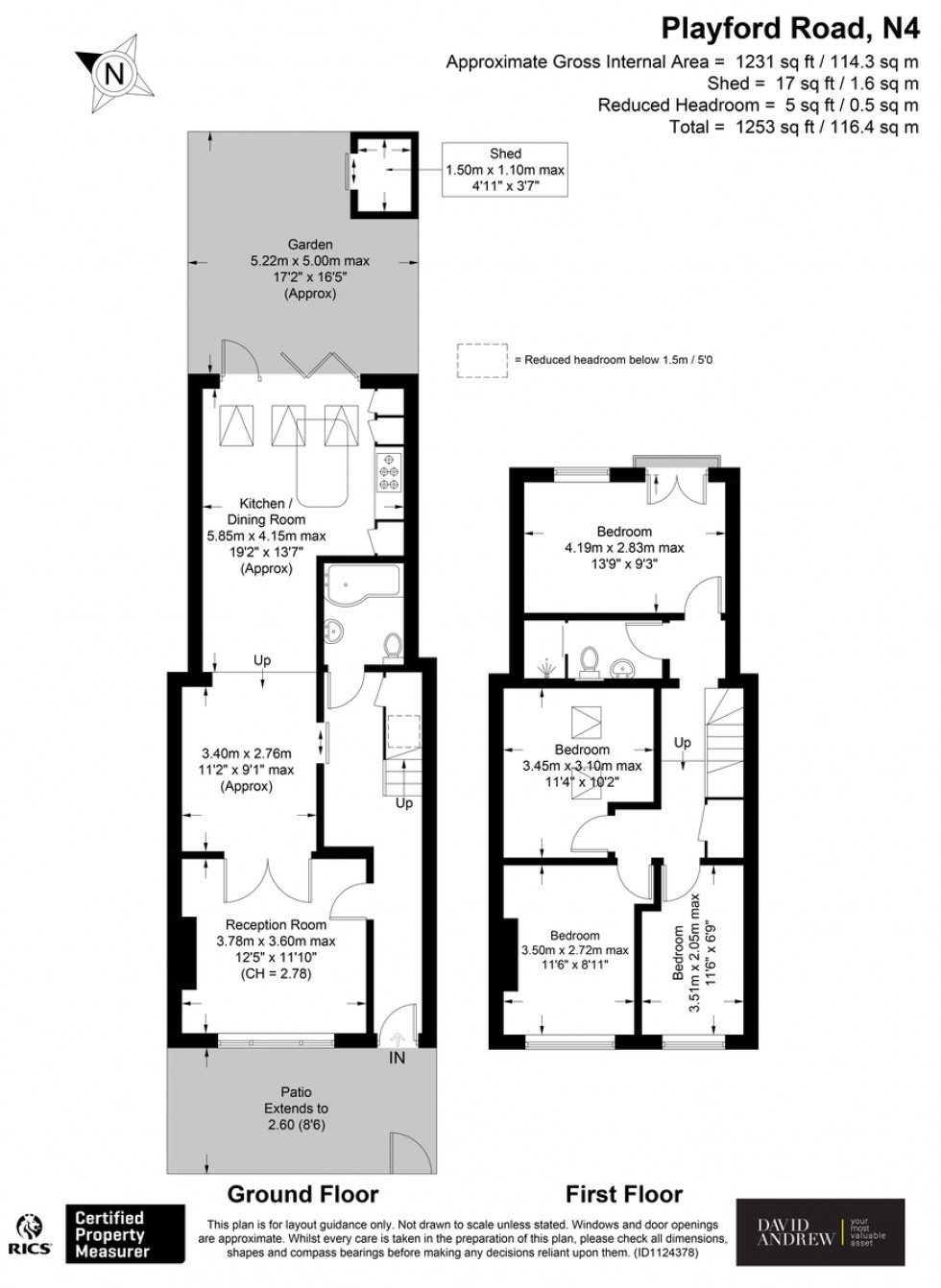 Floorplan for Playford Road N4 3NL