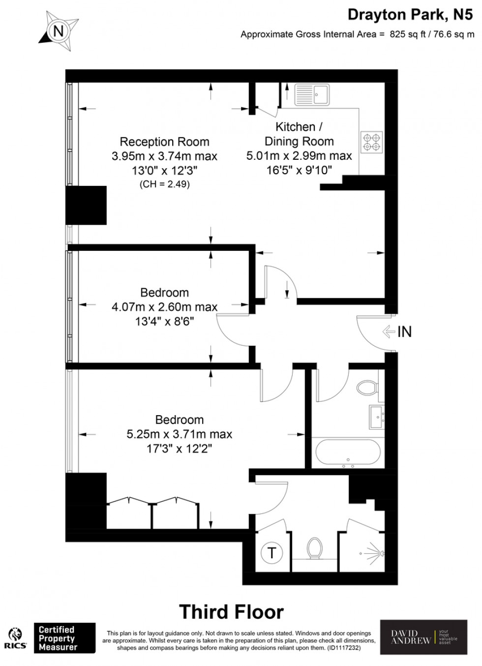 Floorplan for Drayton Park N5 1NF