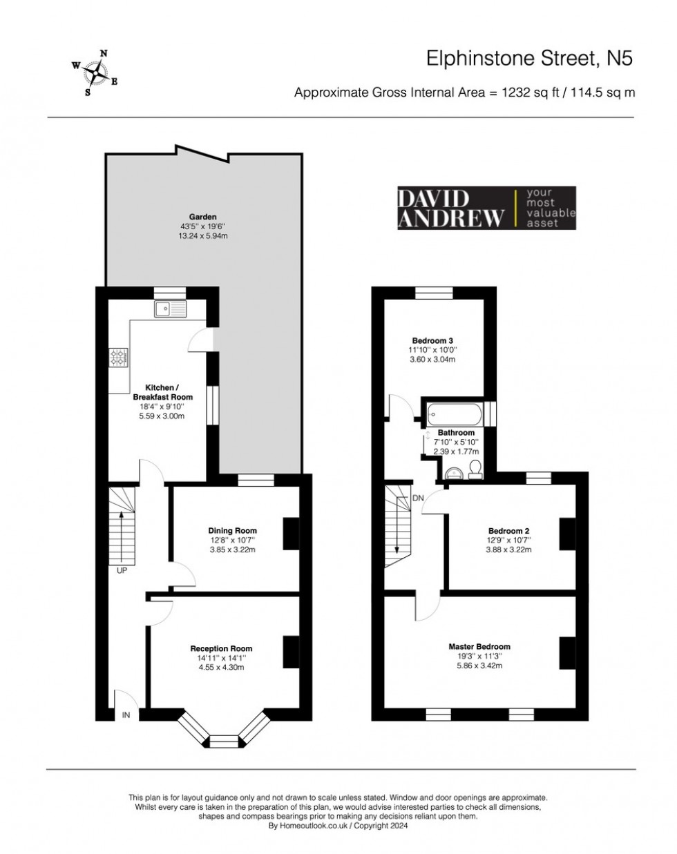 Floorplan for Elphinstone Street, N5 1BS